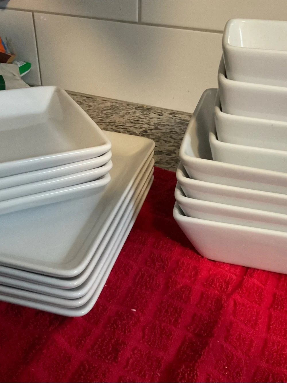 The Pampered Chef White Square Ceramic Bowls & Plates Set